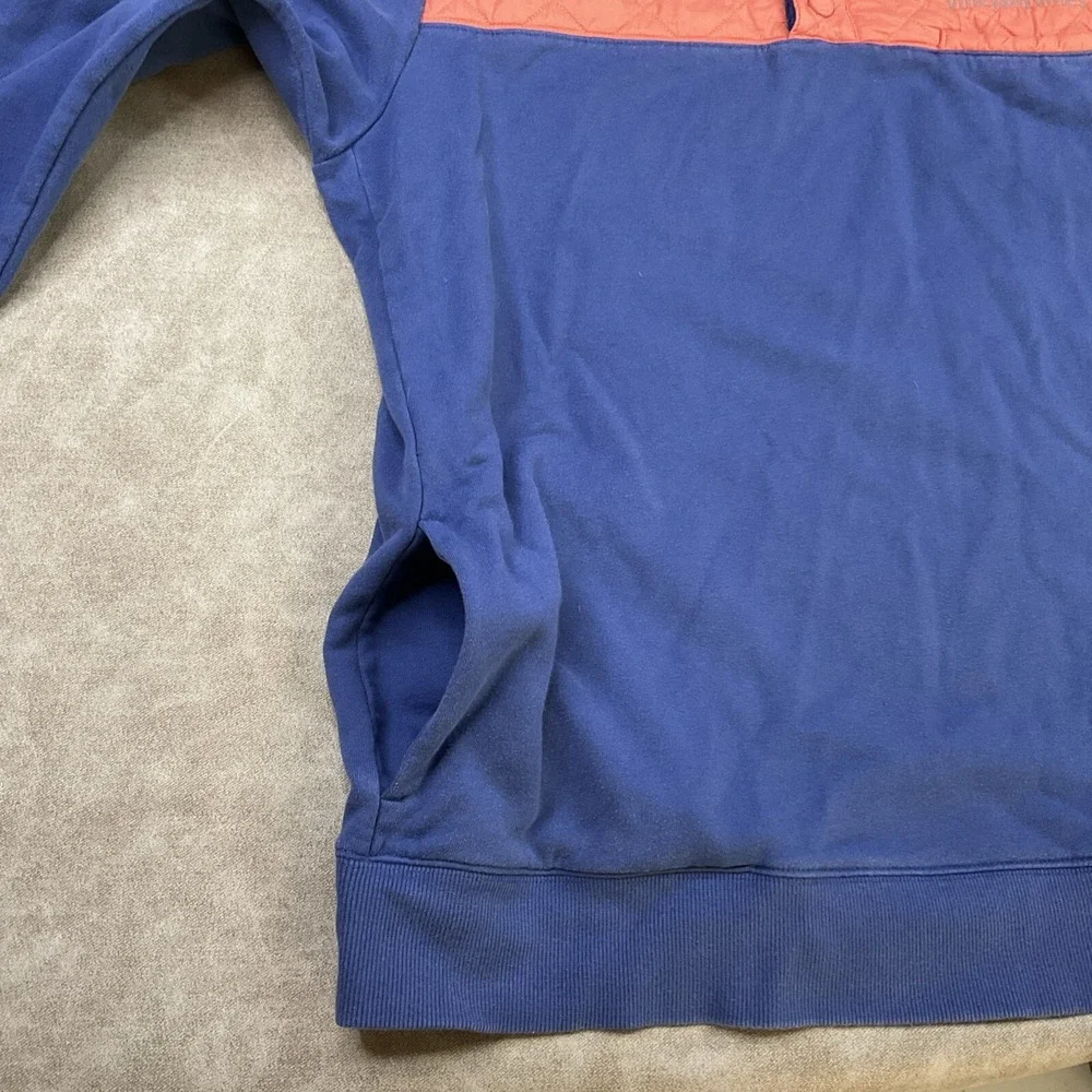 Vineyard Vines Sweater Men Sz L 1/4 Snap Pullover Hooded Quilted Blue Orange